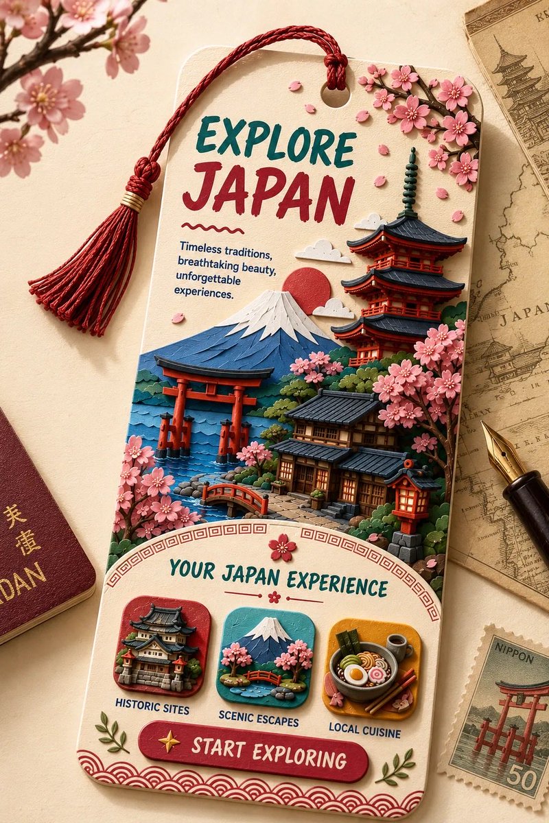 Layered Papercraft Collectible Travel Bookmark