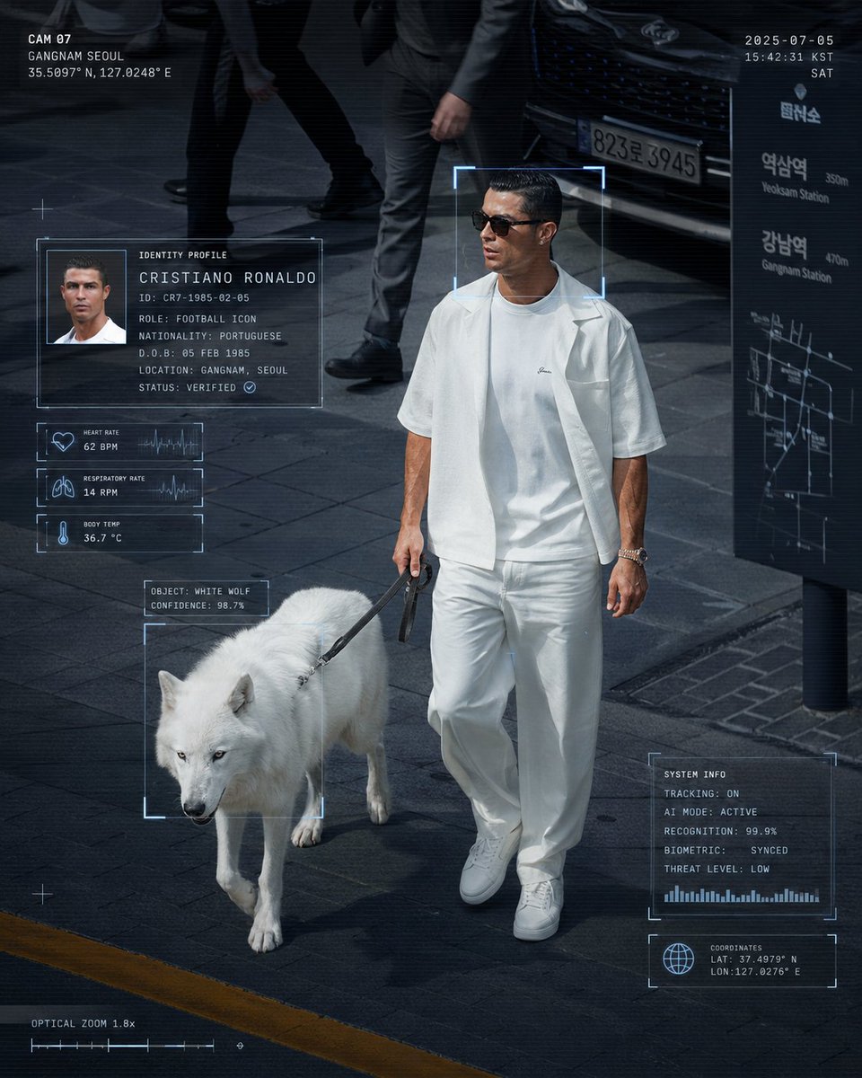 Cybercore HUD Fashion Portrait in Gangnam