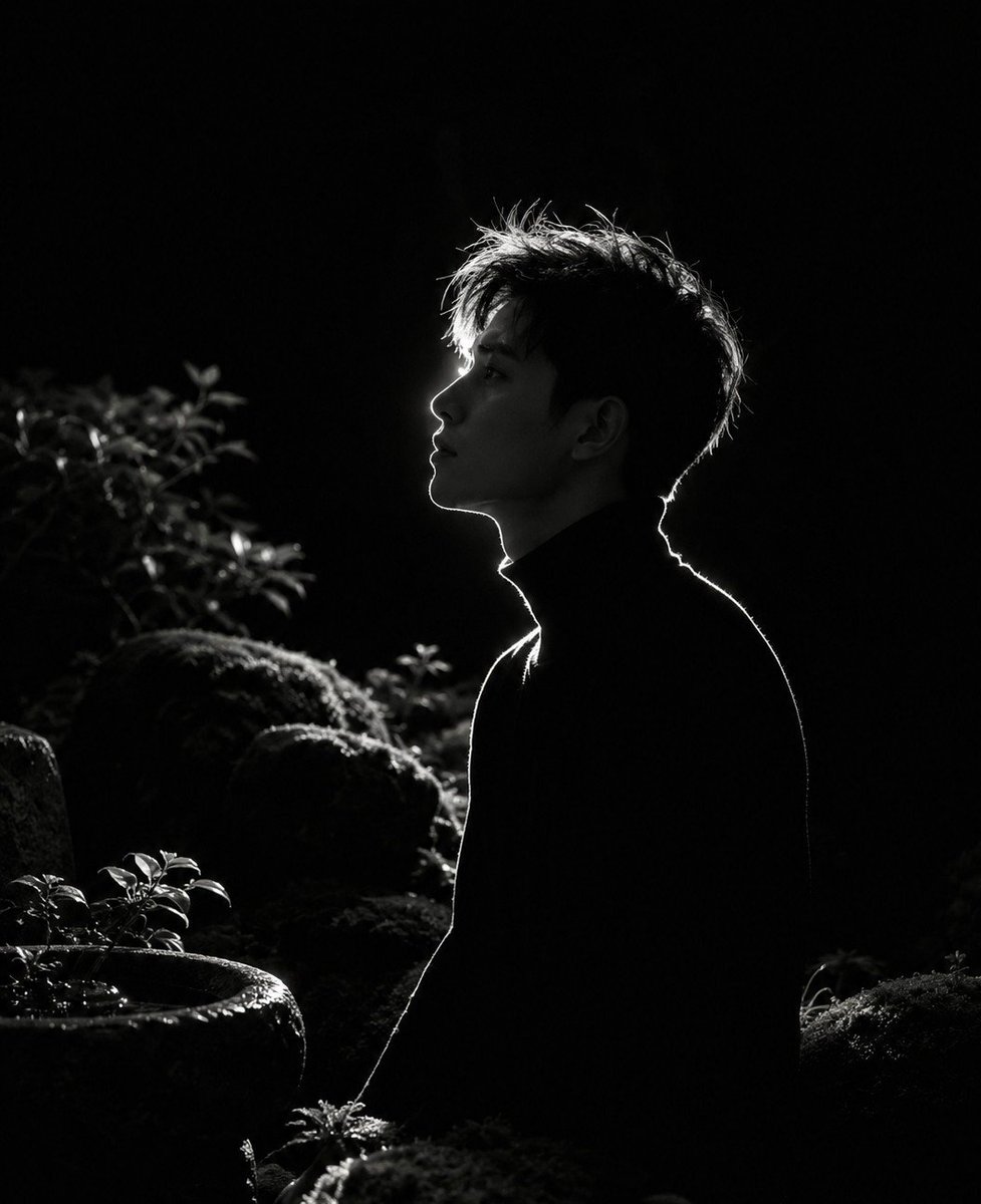 Monochrome Side-Profile Emerging From Darkness