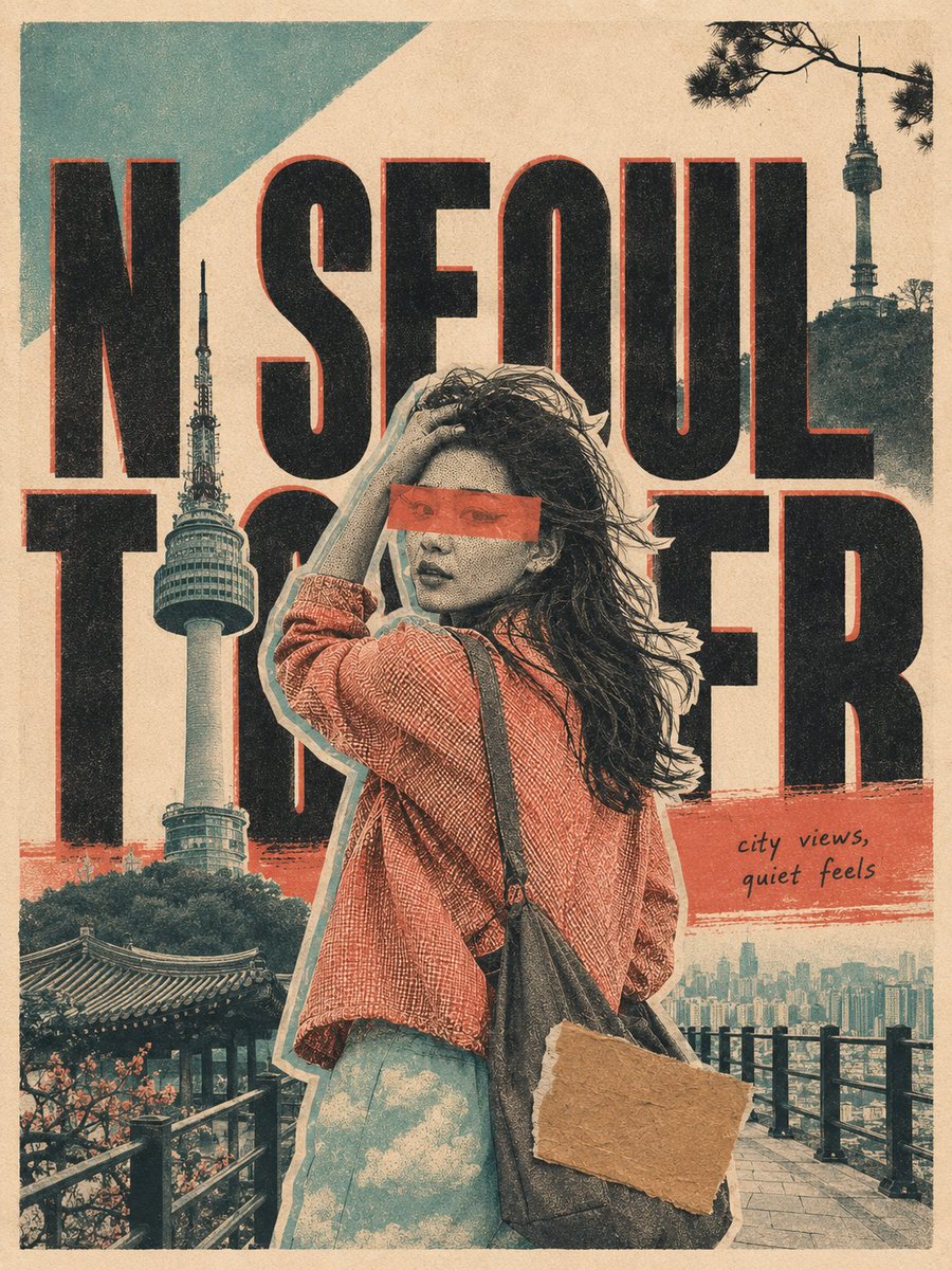 Risograph Cut Paper Collage Travel Poster