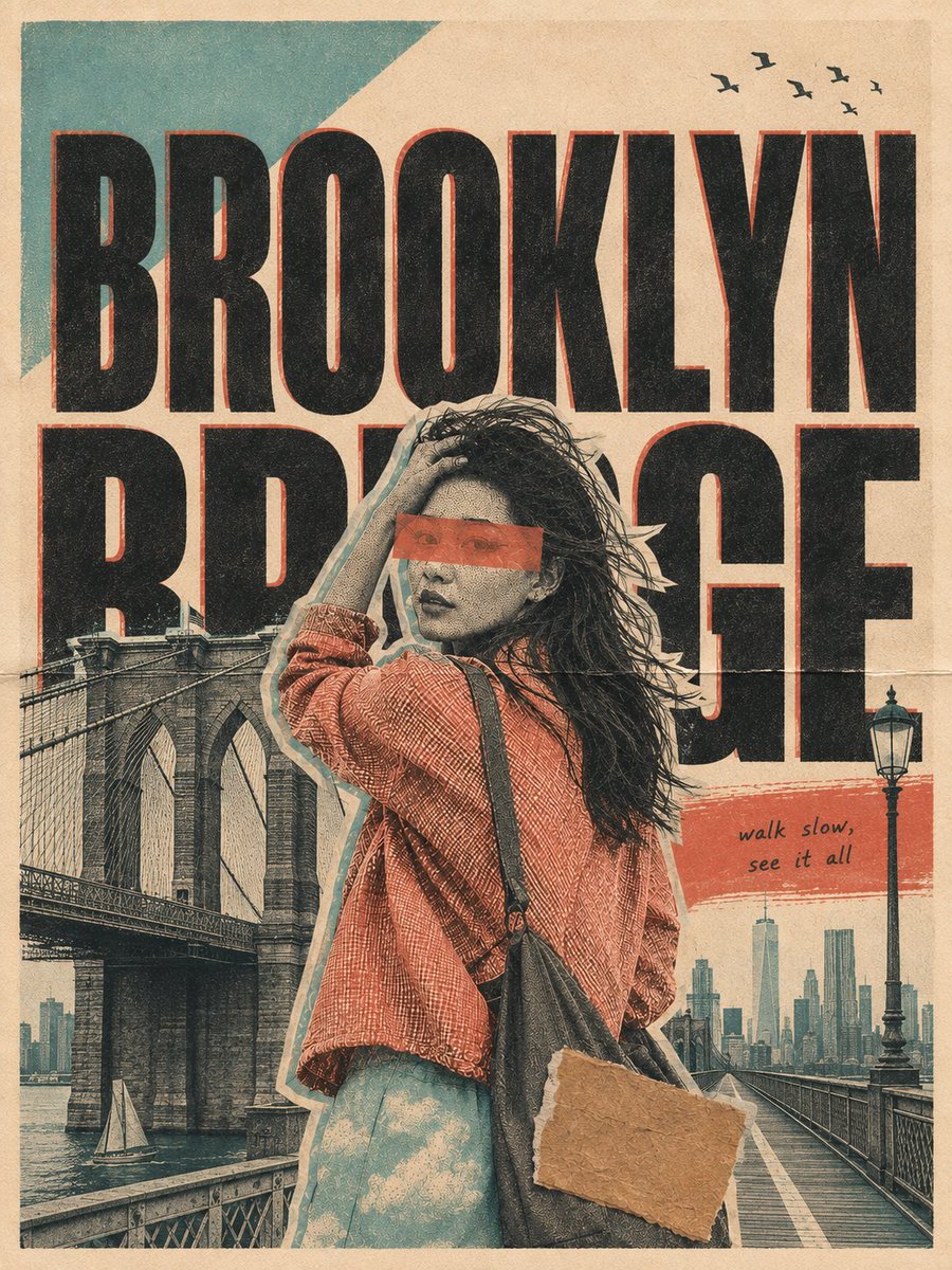 Risograph Cut Paper Collage Travel Poster