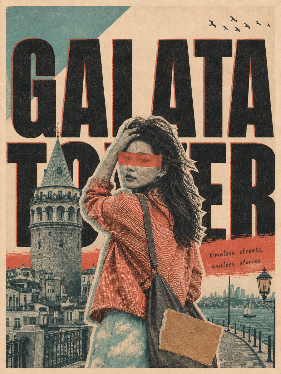 Risograph Cut Paper Collage Travel Poster