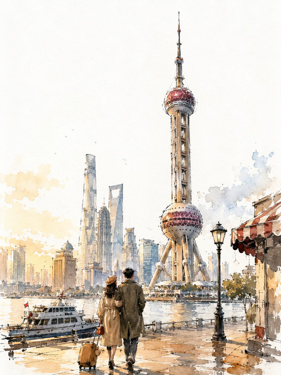 Loose Watercolour Ink Travel Sketch Poster