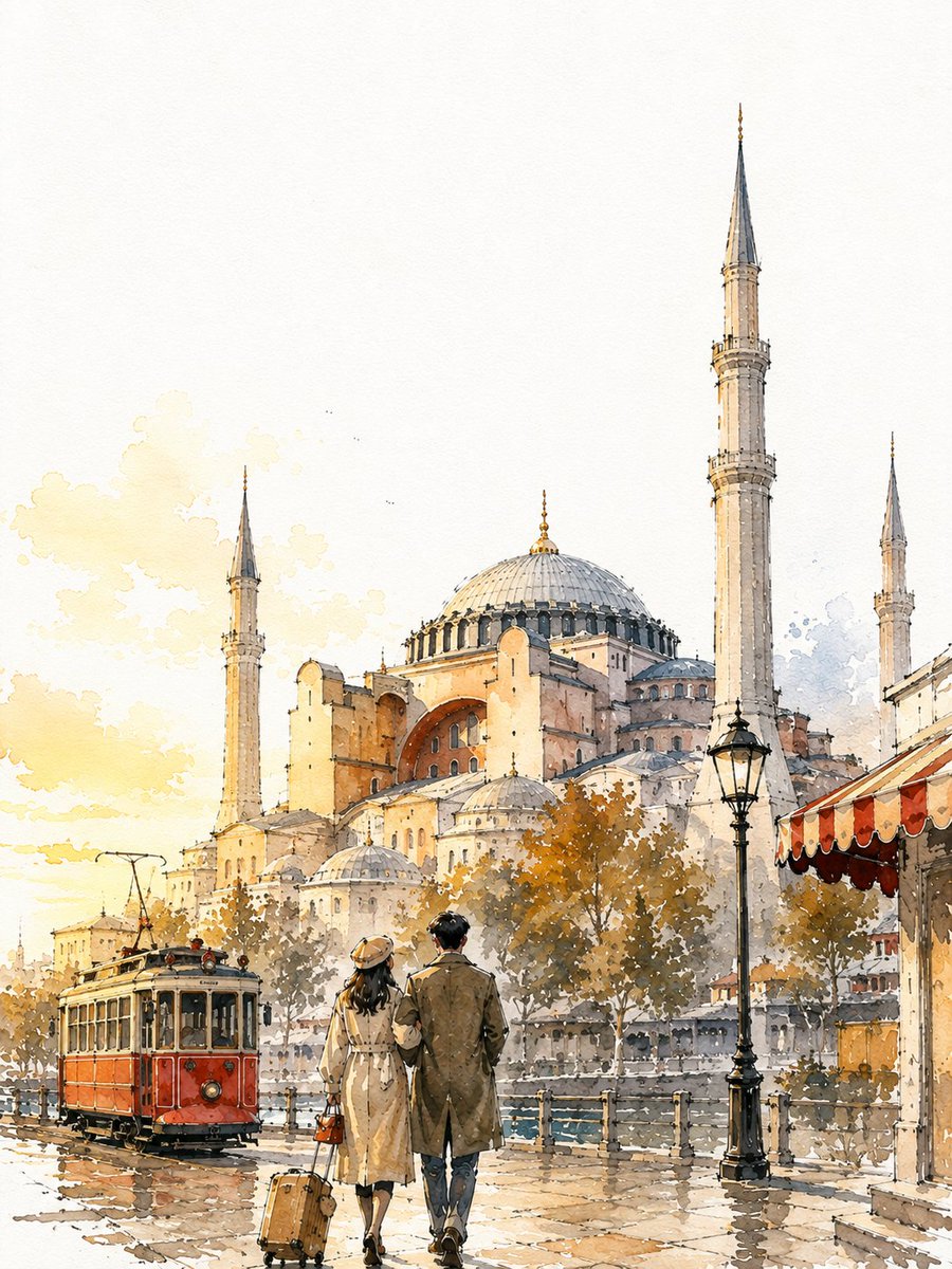Loose Watercolour Ink Travel Sketch Poster