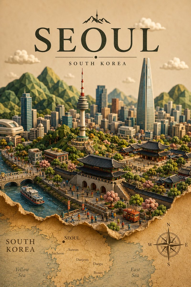 Clay Diorama Rising From Torn Antique Map
