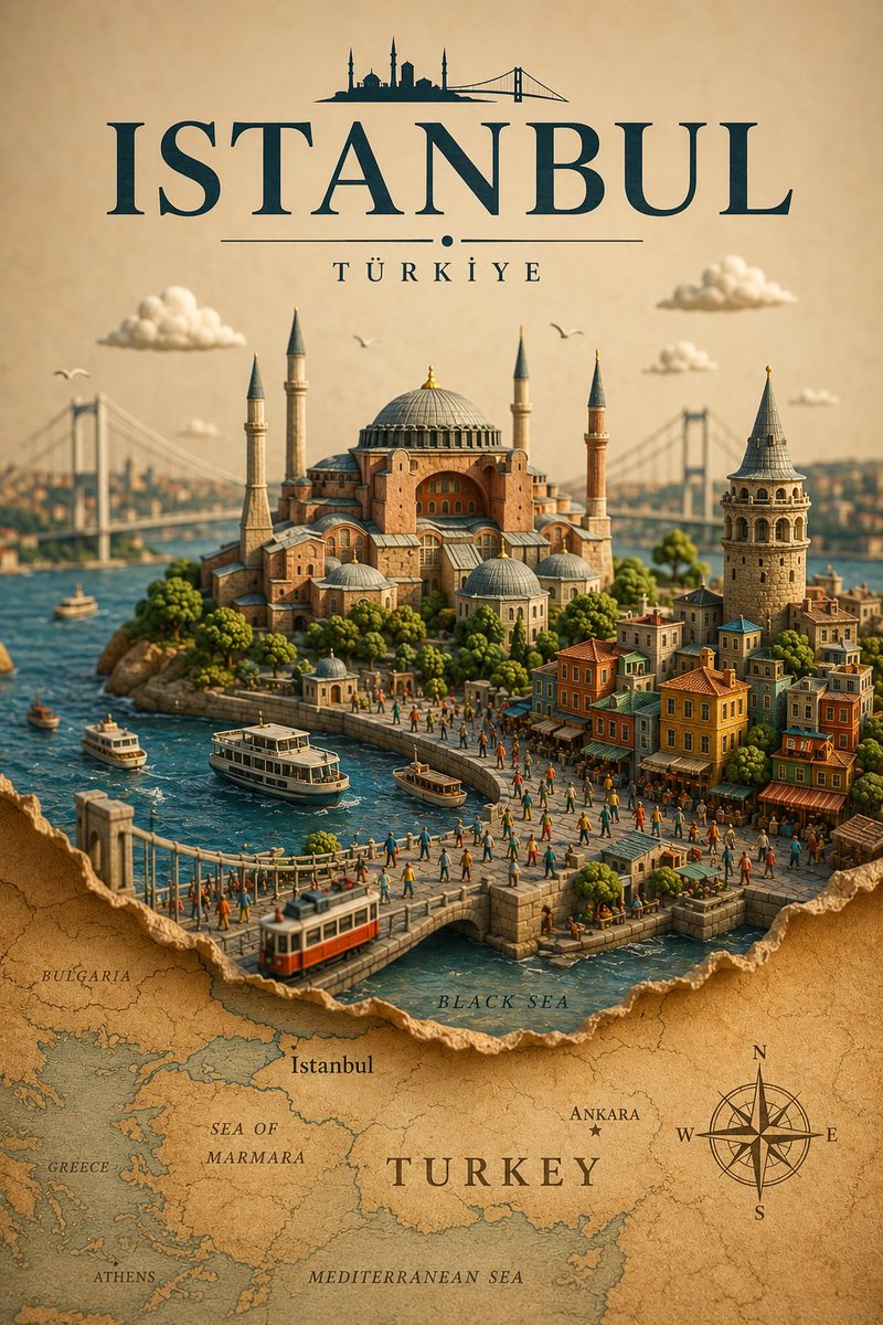 Clay Diorama Rising From Torn Antique Map