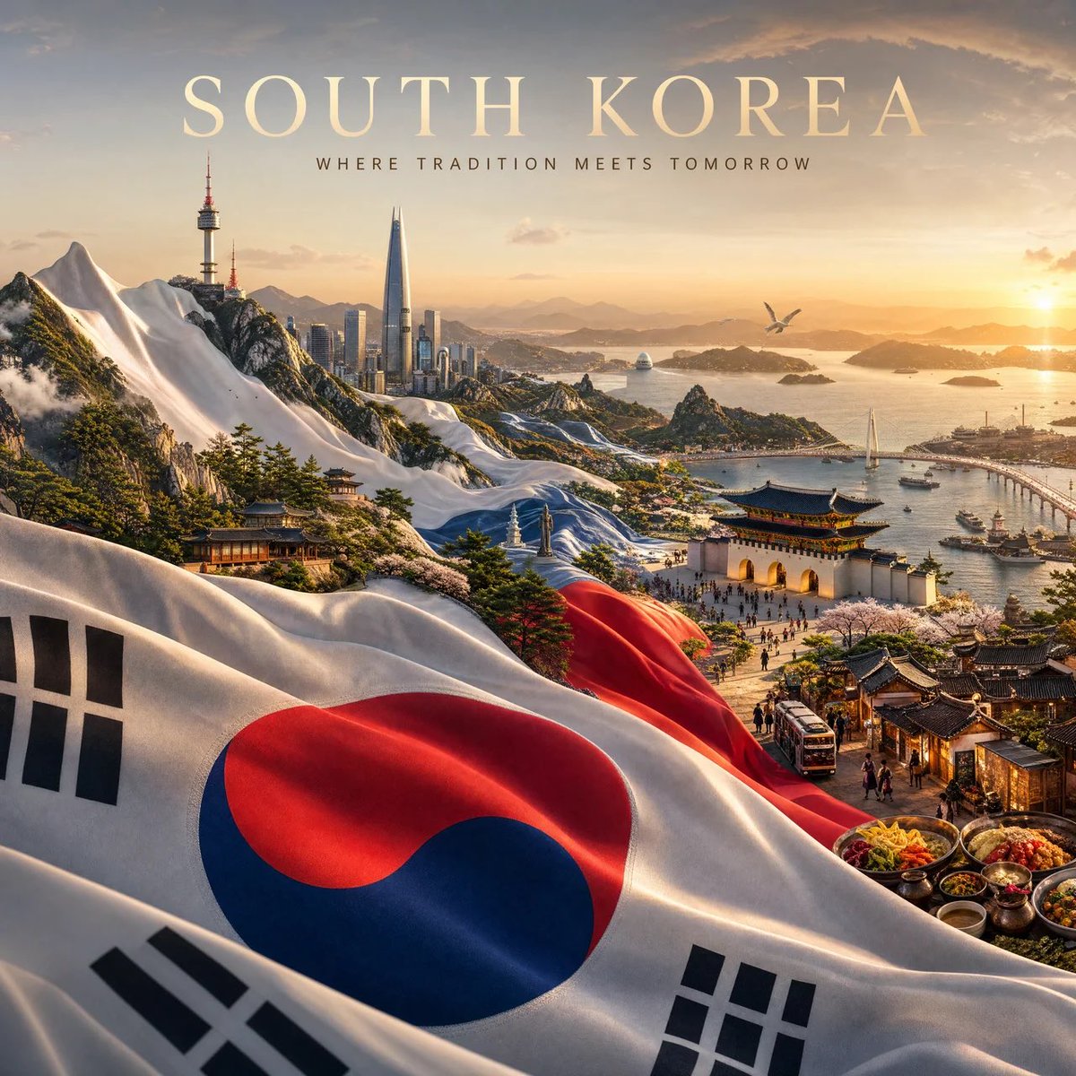 Silk Flag Transforming Into National Landscape