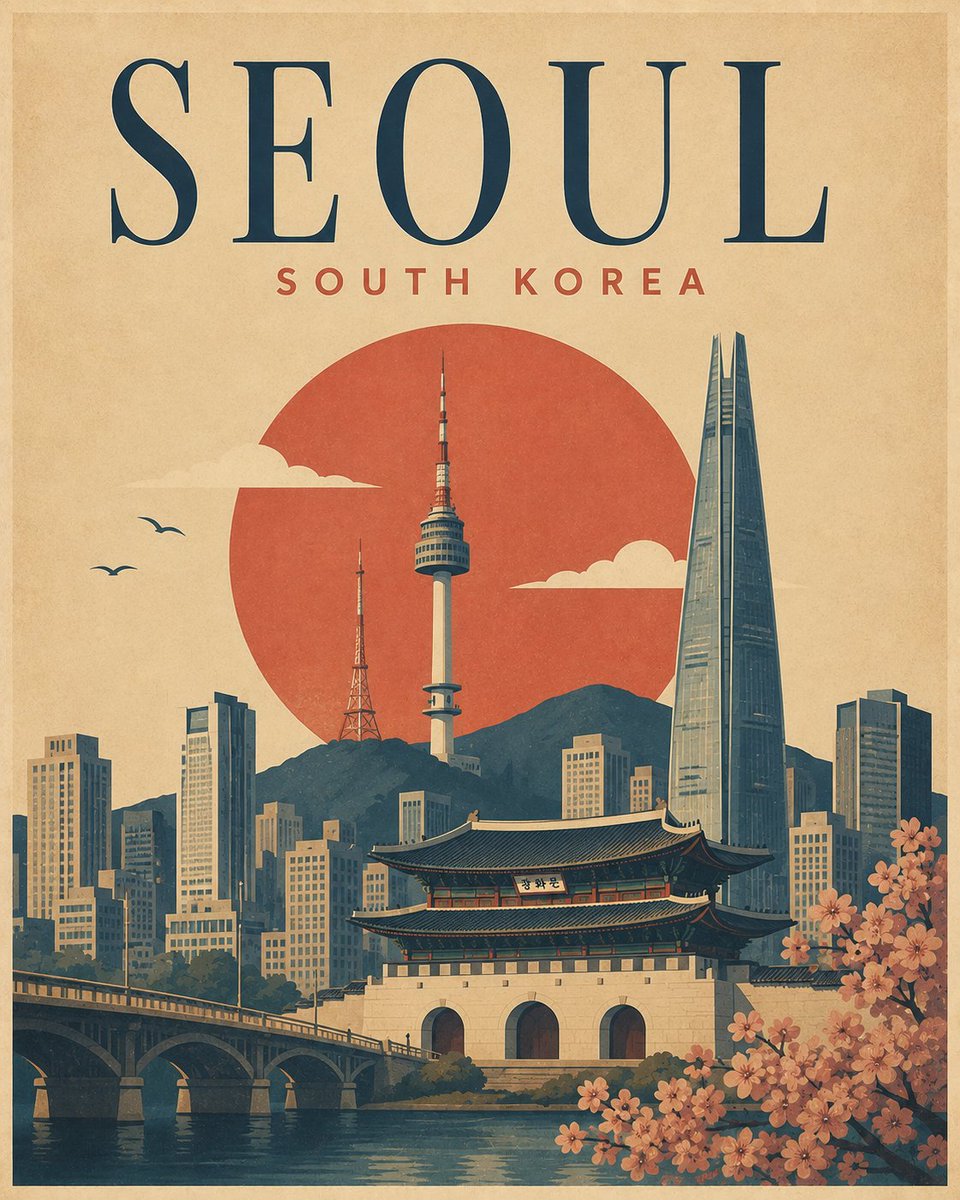 Minimalist Paper Cutout Vintage City Poster