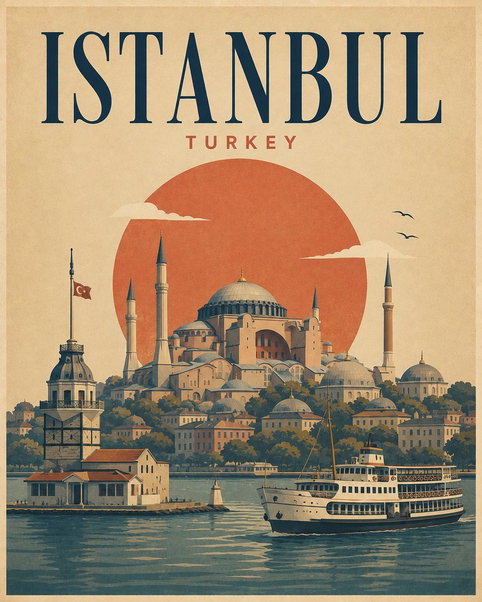 Minimalist Paper Cutout Vintage City Poster