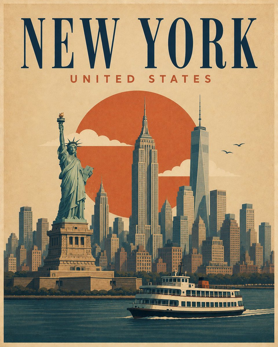 Minimalist Paper Cutout Vintage City Poster