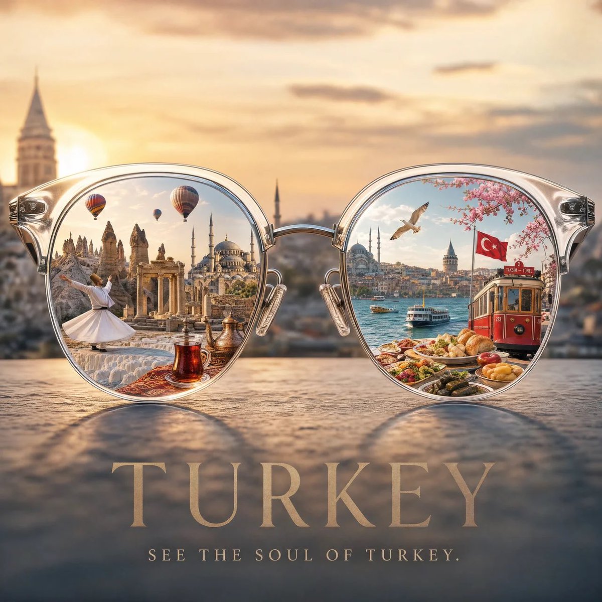 Miniature Country Inside Fashion Glasses Lenses