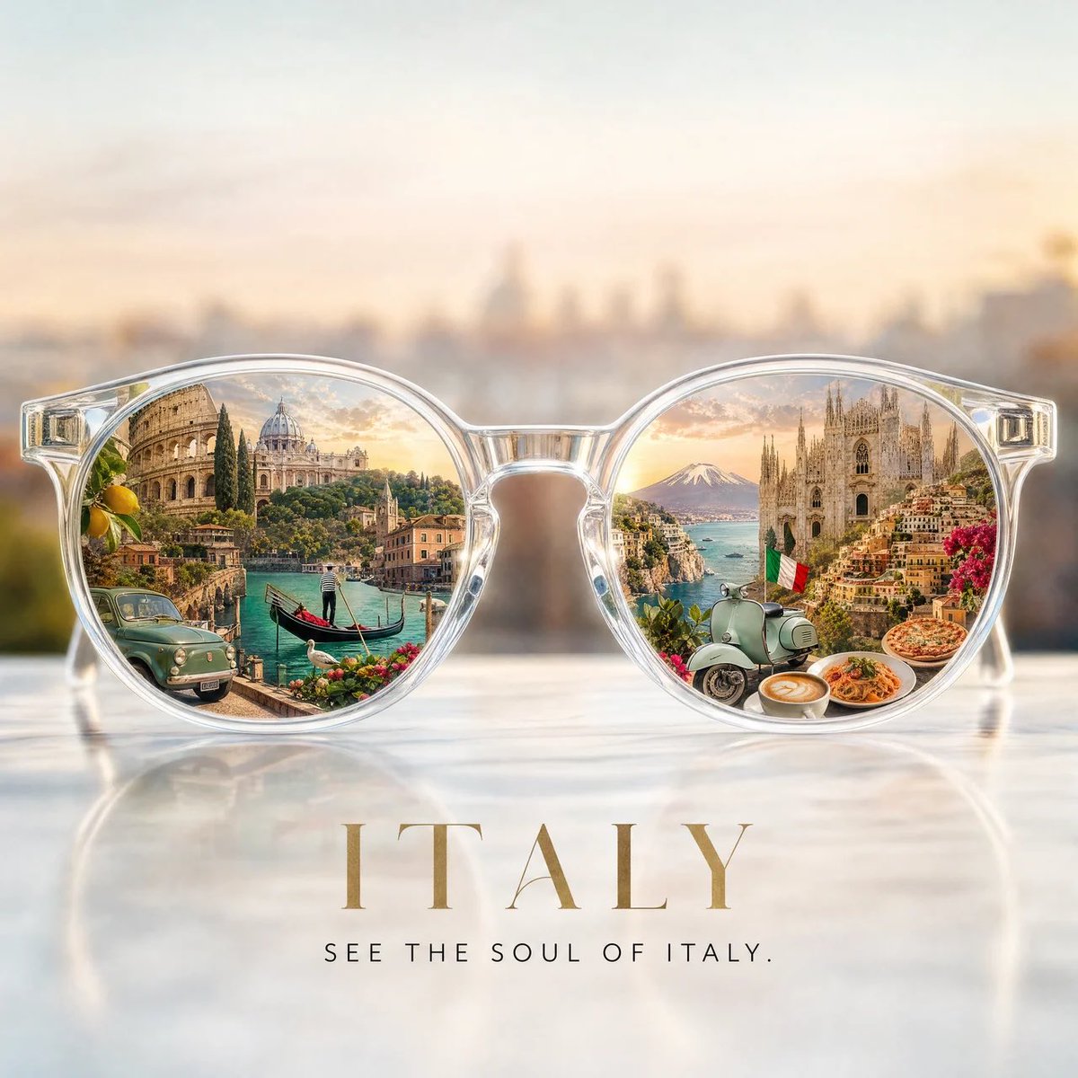 Miniature Country Inside Fashion Glasses Lenses