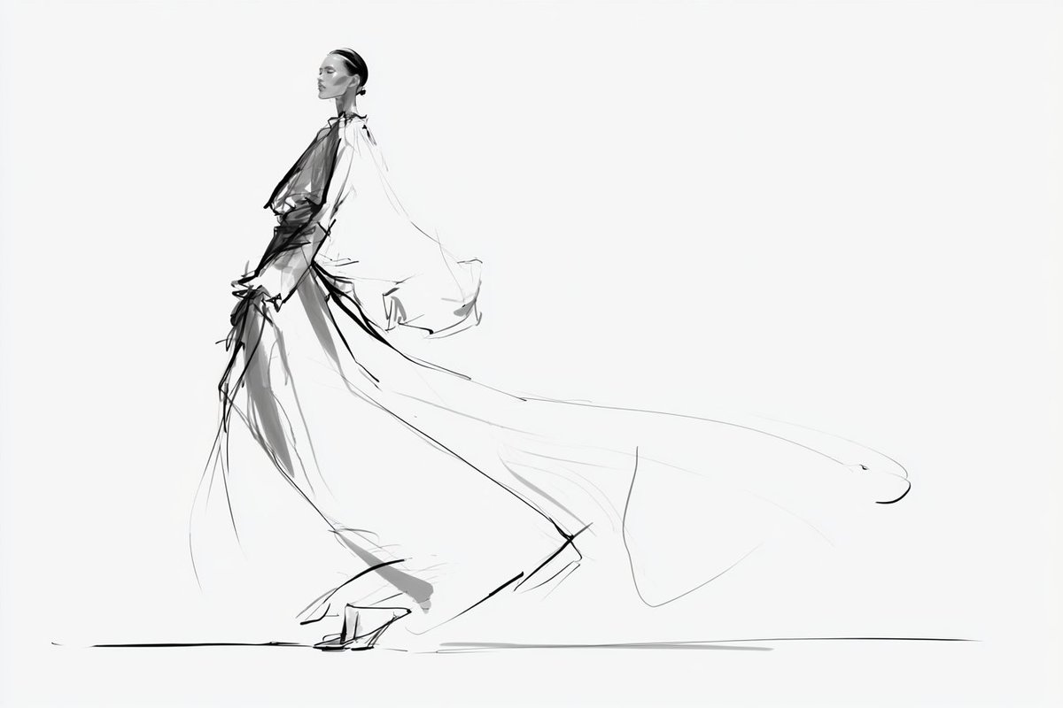 Loose Black Ink Fashion Figure Sketch