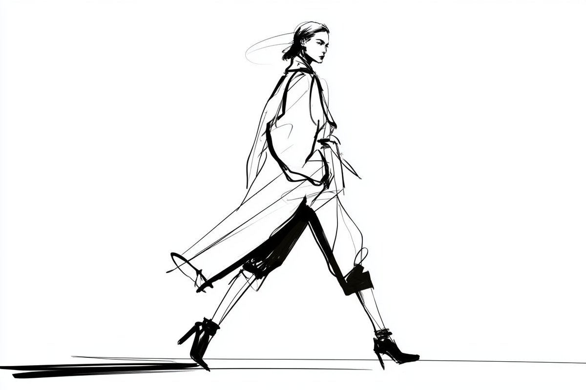 Loose Black Ink Fashion Figure Sketch