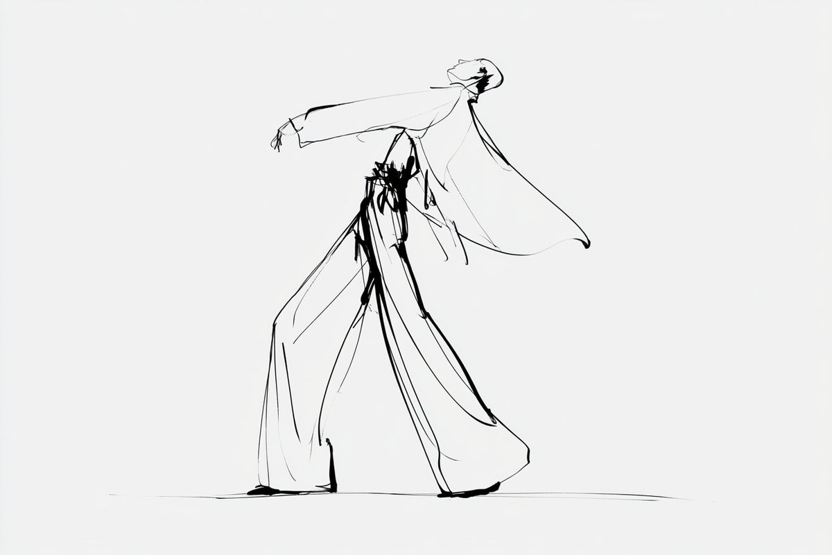 Loose Black Ink Fashion Figure Sketch