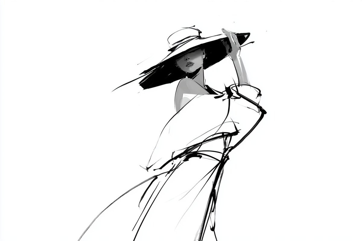 Loose Black Ink Fashion Figure Sketch