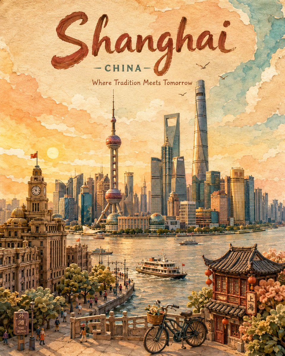 Clay And Watercolor Vintage Travel Poster