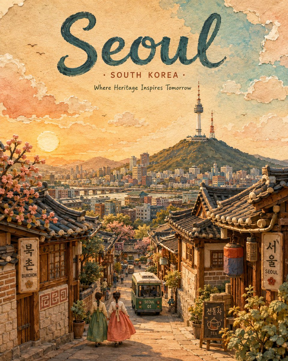 Clay And Watercolor Vintage Travel Poster