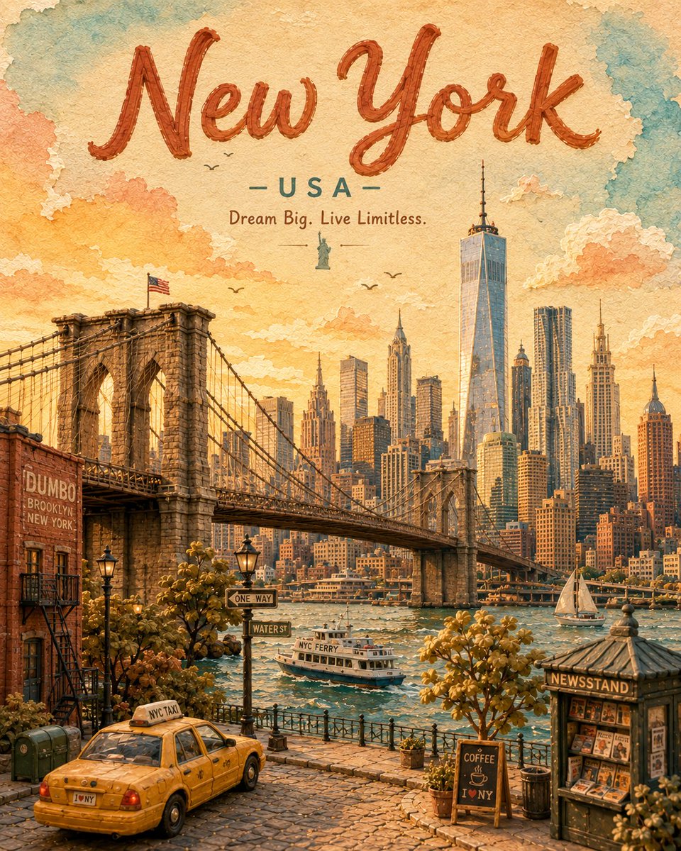 Clay And Watercolor Vintage Travel Poster