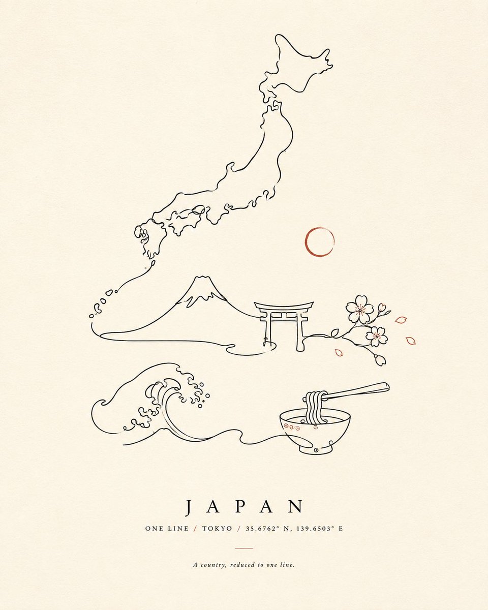 One Continuous Line Country Art Print