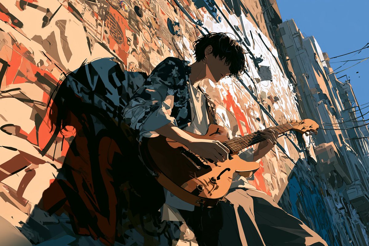 Low-Angle Urban Anime Street Portrait