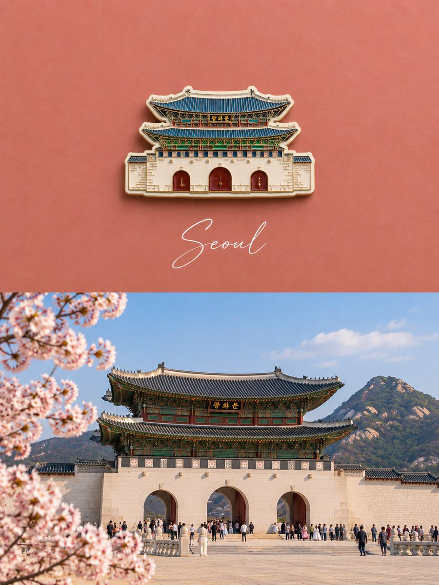 Enamel Souvenir Magnet Editorial Travel Poster