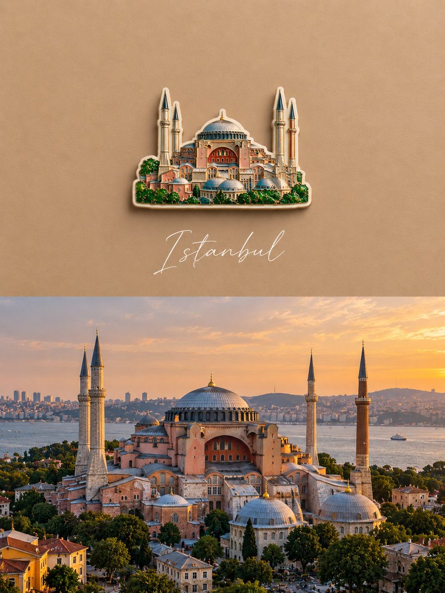 Enamel Souvenir Magnet Editorial Travel Poster