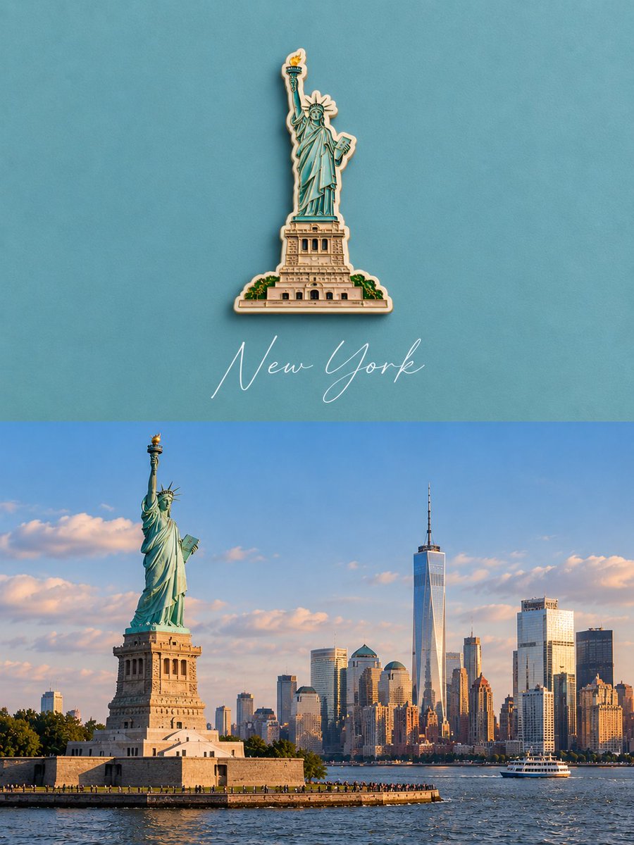 Enamel Souvenir Magnet Editorial Travel Poster