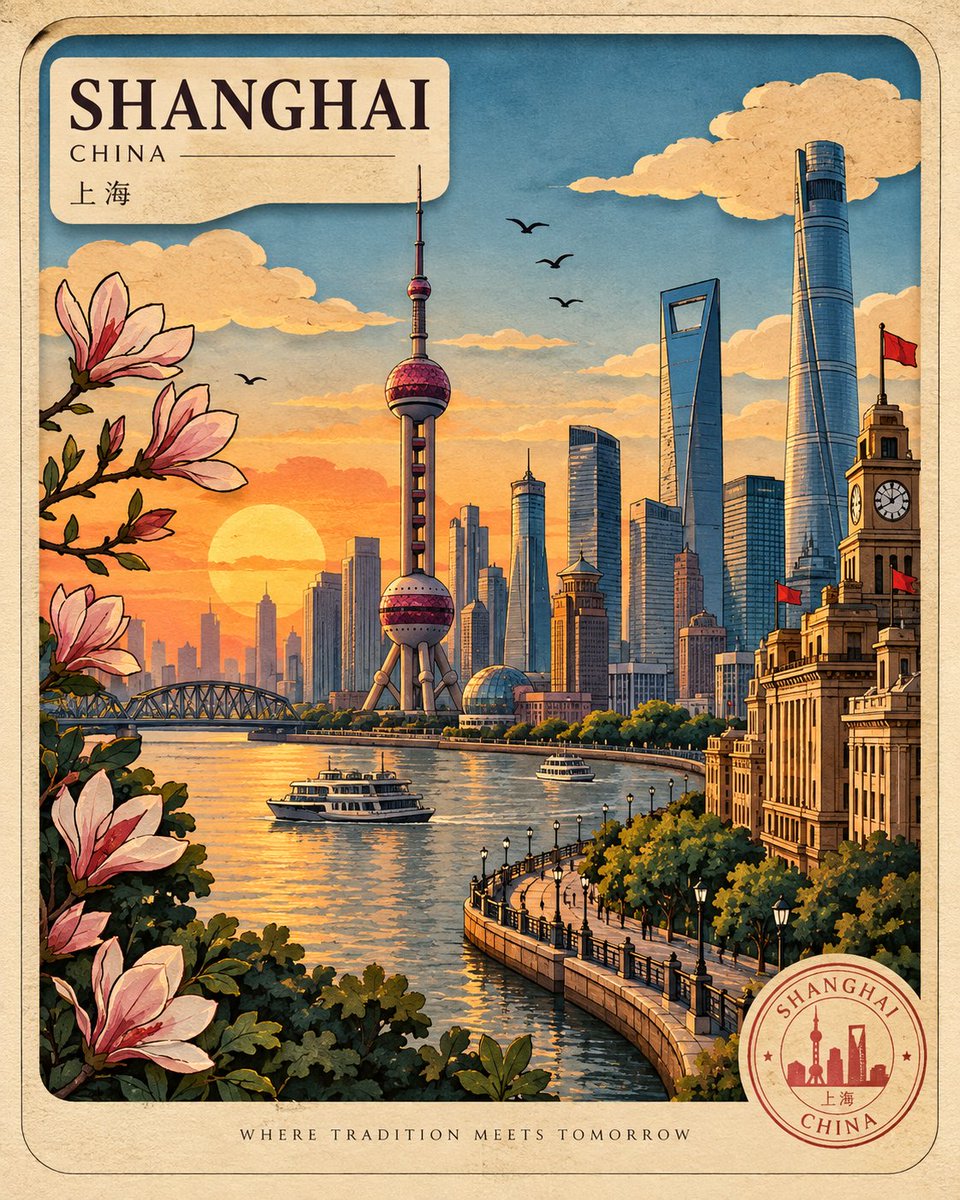 Cut Paper Layered Travel Postcard Poster