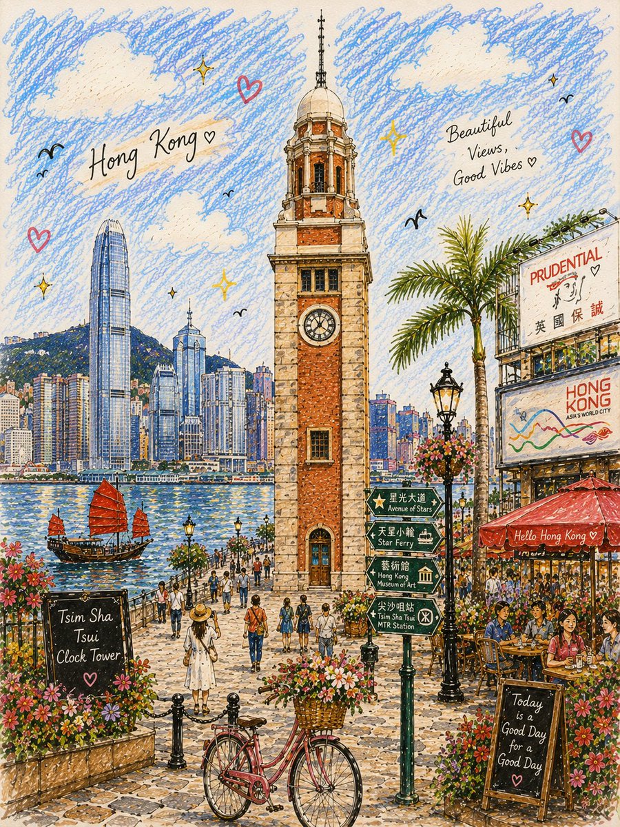 Vintage Storybook Postcard Landmark Illustration