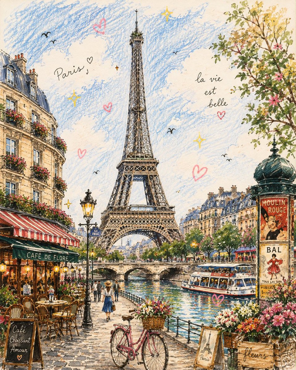 Vintage Storybook Postcard Landmark Illustration
