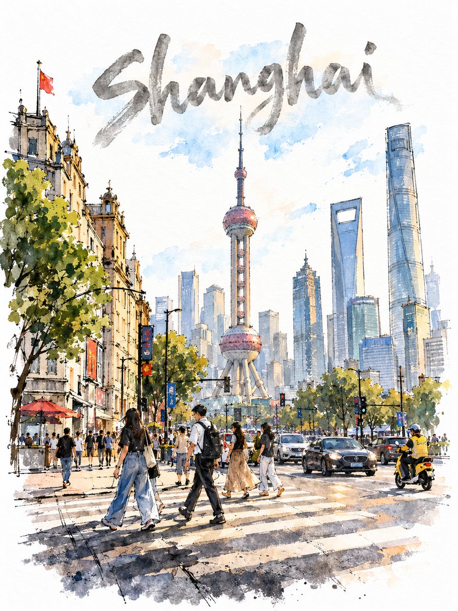 Loose Urban Sketch Watercolour Street Crossing