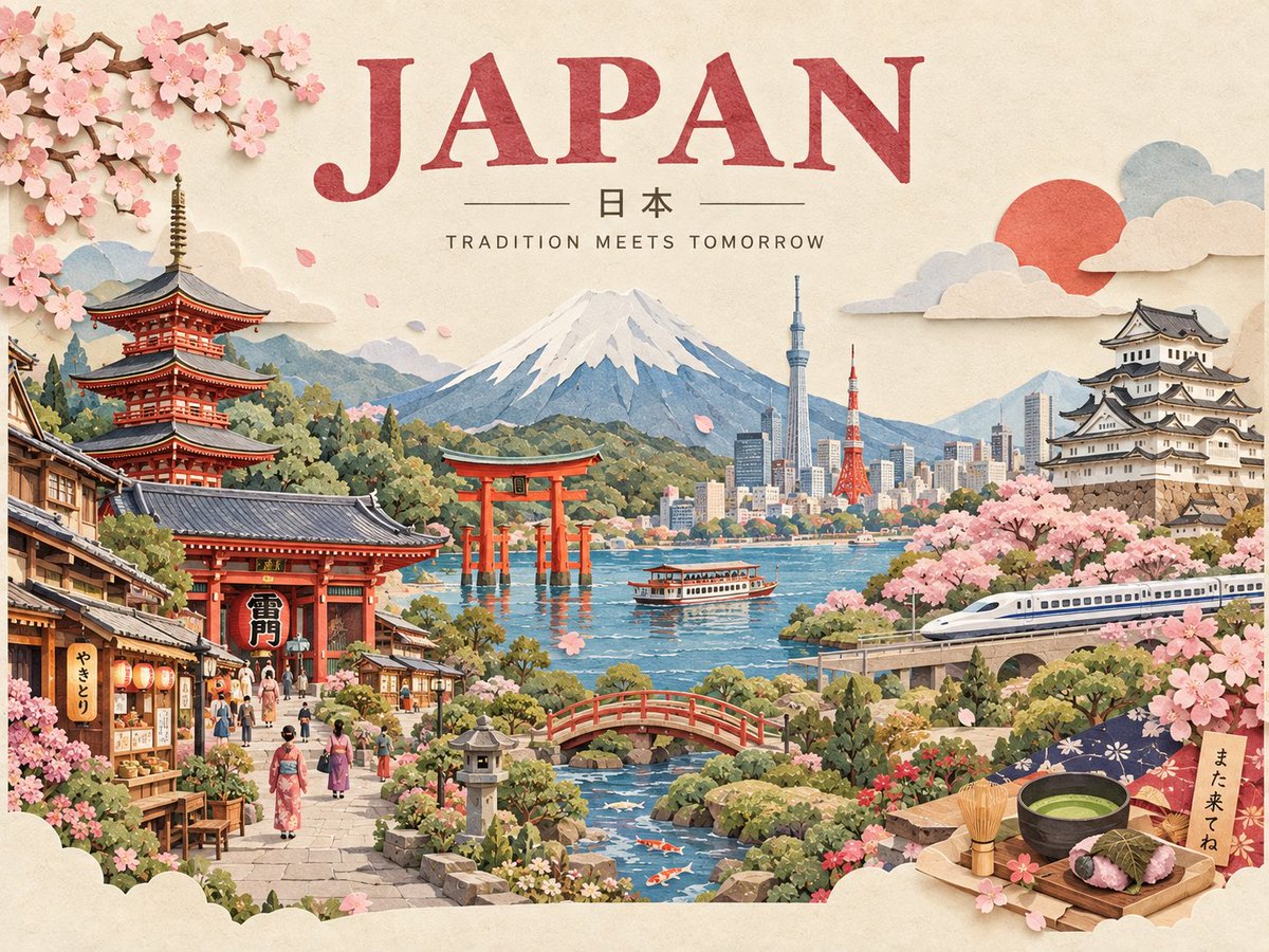 Layered Paper Diorama Travel Poster