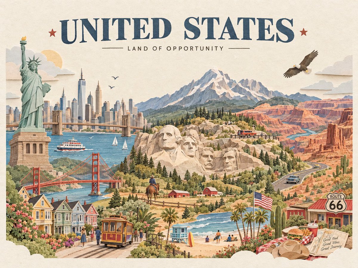 Layered Paper Diorama Travel Poster