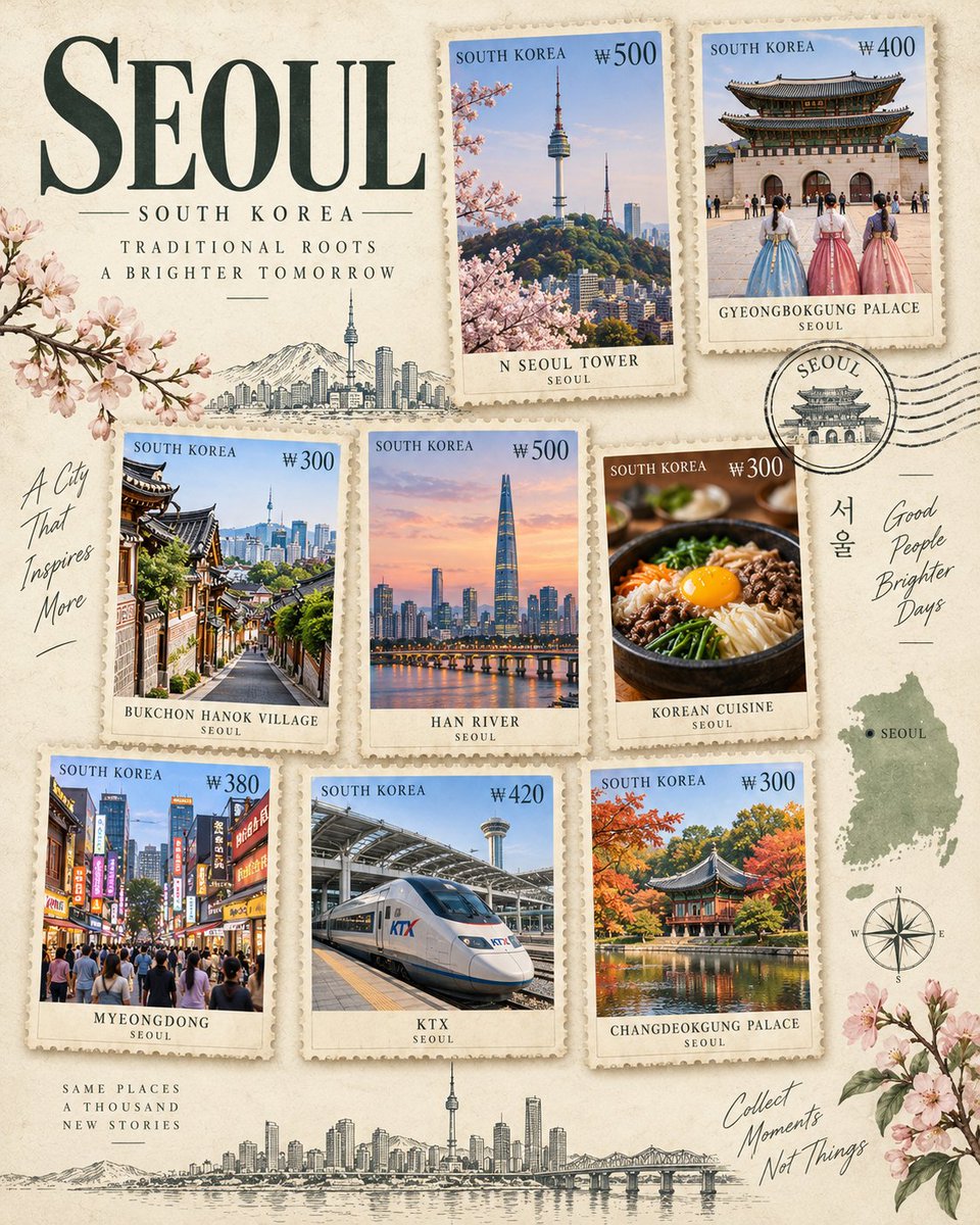 Vintage Postage Stamp Travel Poster Collage