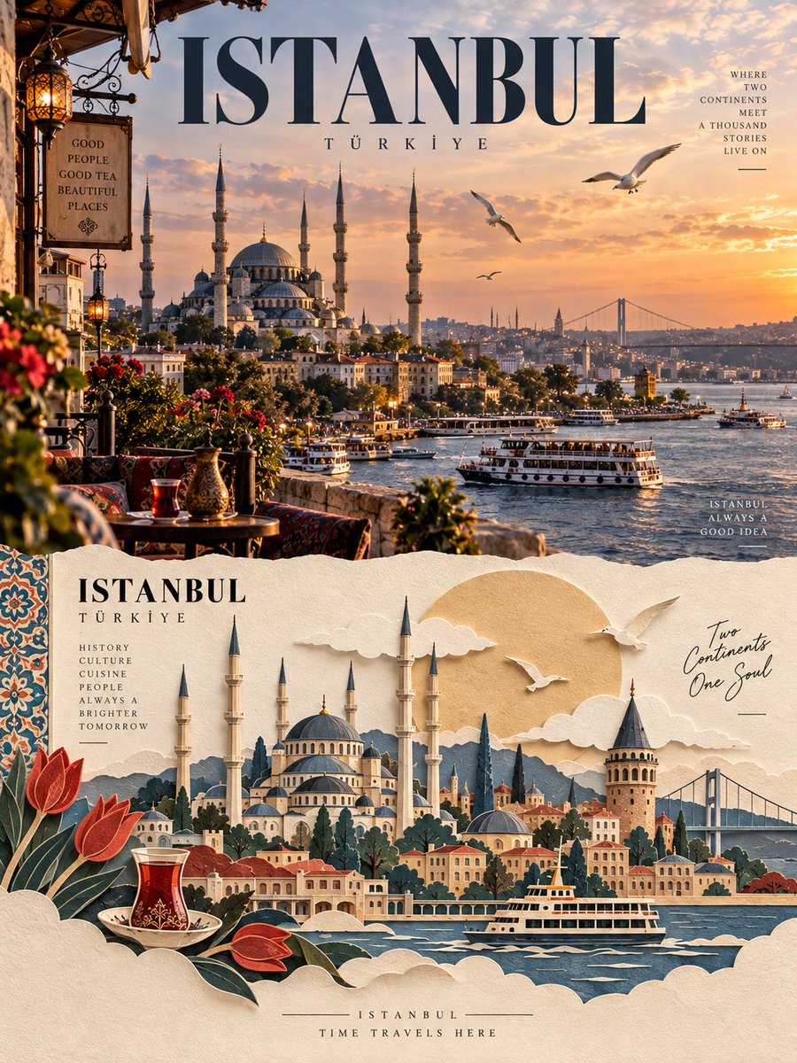 Half Photo Half Paper-Cut Travel Poster