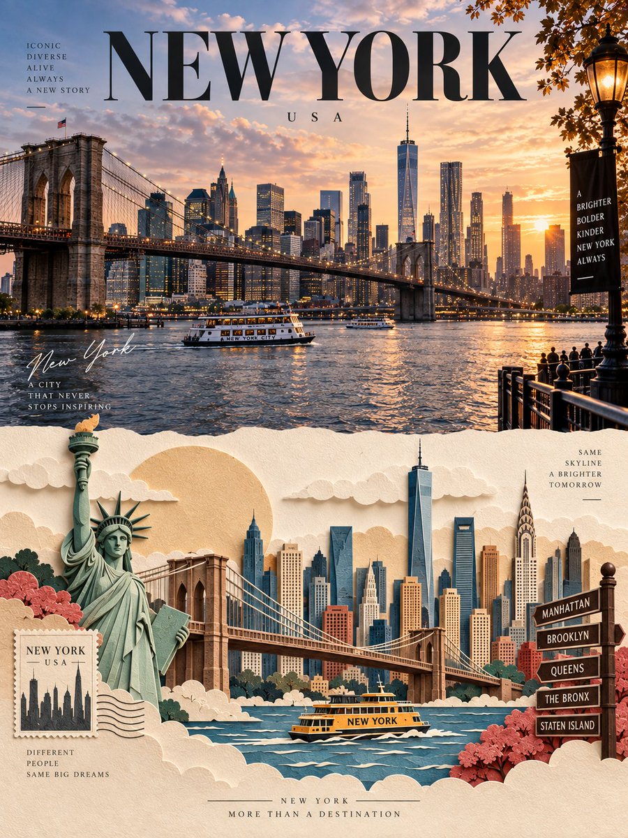 Half Photo Half Paper-Cut Travel Poster