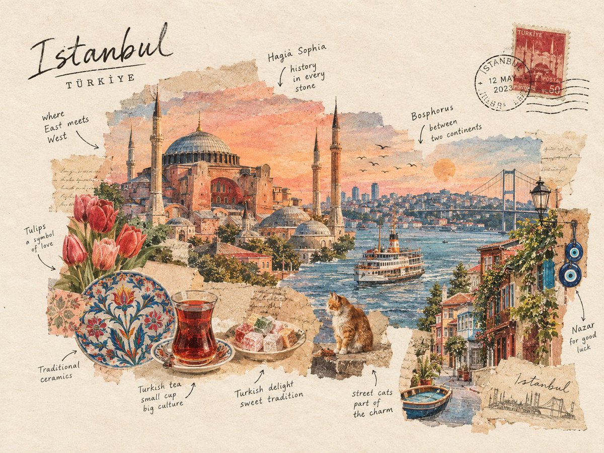 Torn-Paper Travel Scrapbook Collage