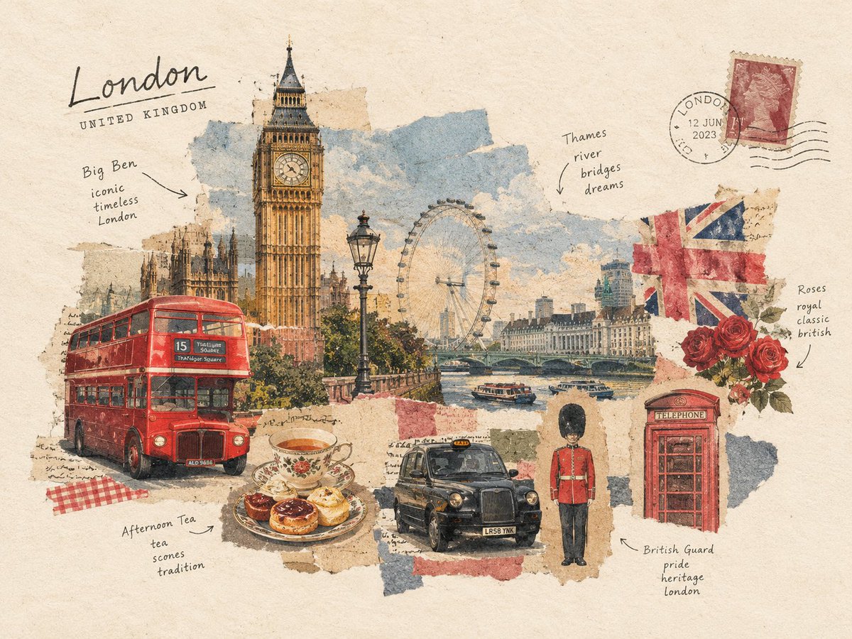 Torn-Paper Travel Scrapbook Collage