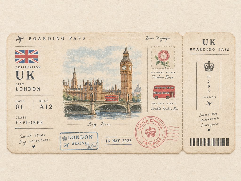 Vintage Passport Boarding Pass Keepsake