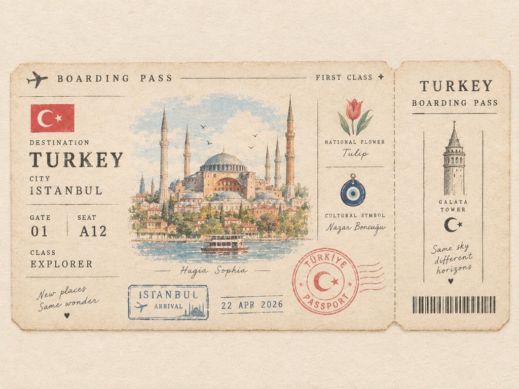 Vintage Passport Boarding Pass Keepsake