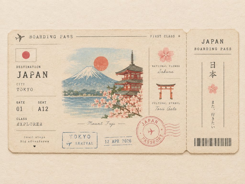 Vintage Passport Boarding Pass Keepsake
