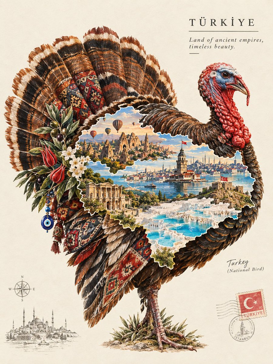 National Bird Shaped Country Map Illustration