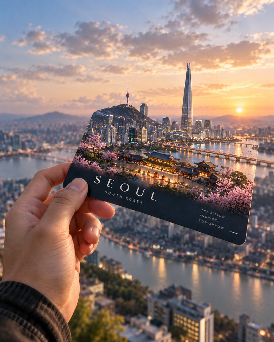 Miniature Country World Emerging From Travel Card