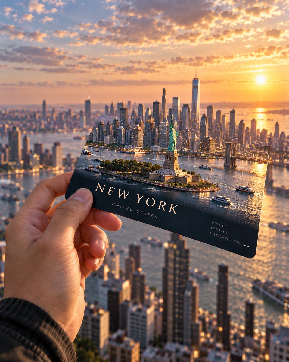 Miniature Country World Emerging From Travel Card