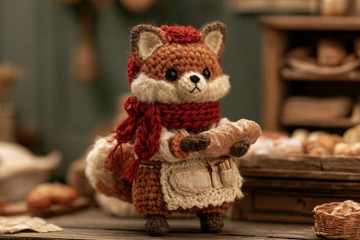 Cozy Amigurumi Crochet Doll Character Portrait