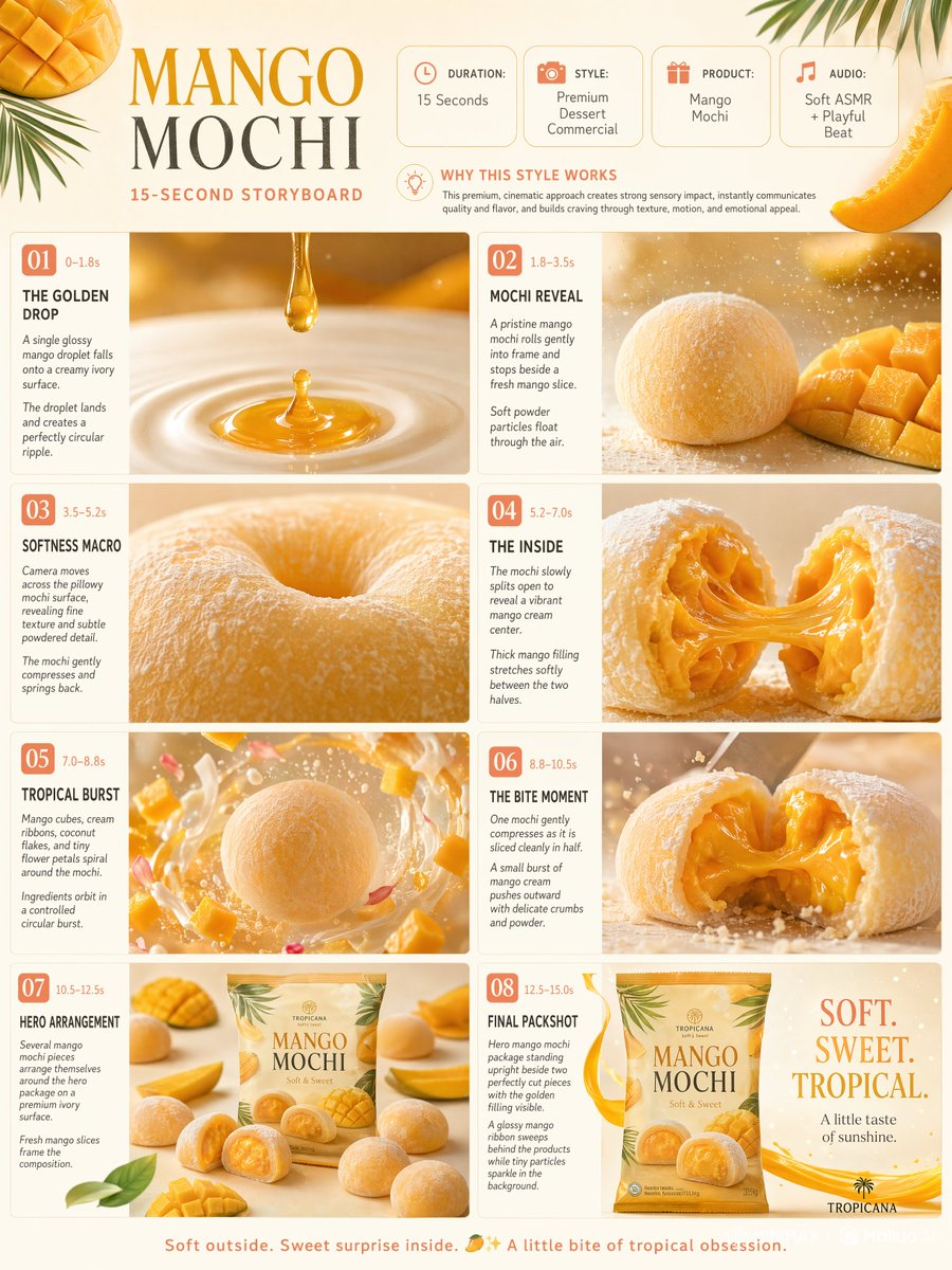 Mango Mochi Dessert Commercial Storyboard Sheet