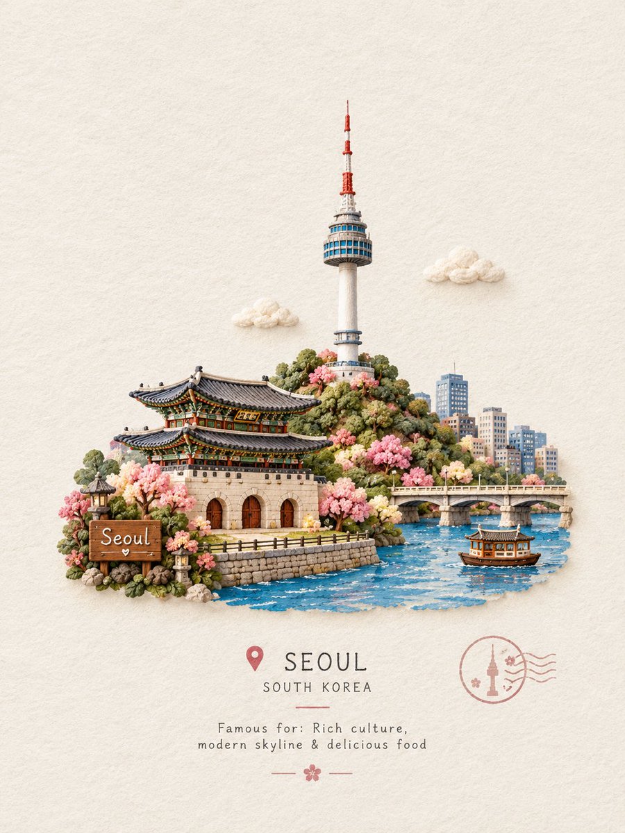 Handcrafted Miniature Landmark On Textured Paper