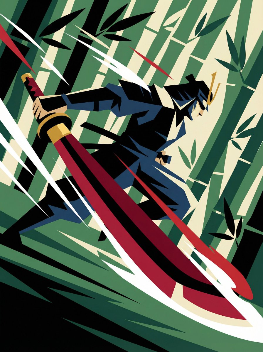 Dynamic Perspective Flat Illustration with Extreme Foreshortening