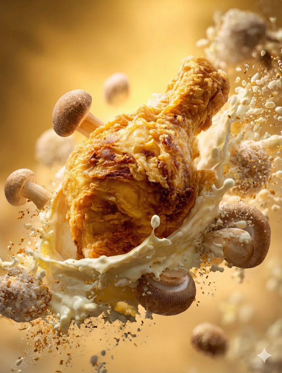 Hyper-realistic Fried Chicken Thigh Hero Shot